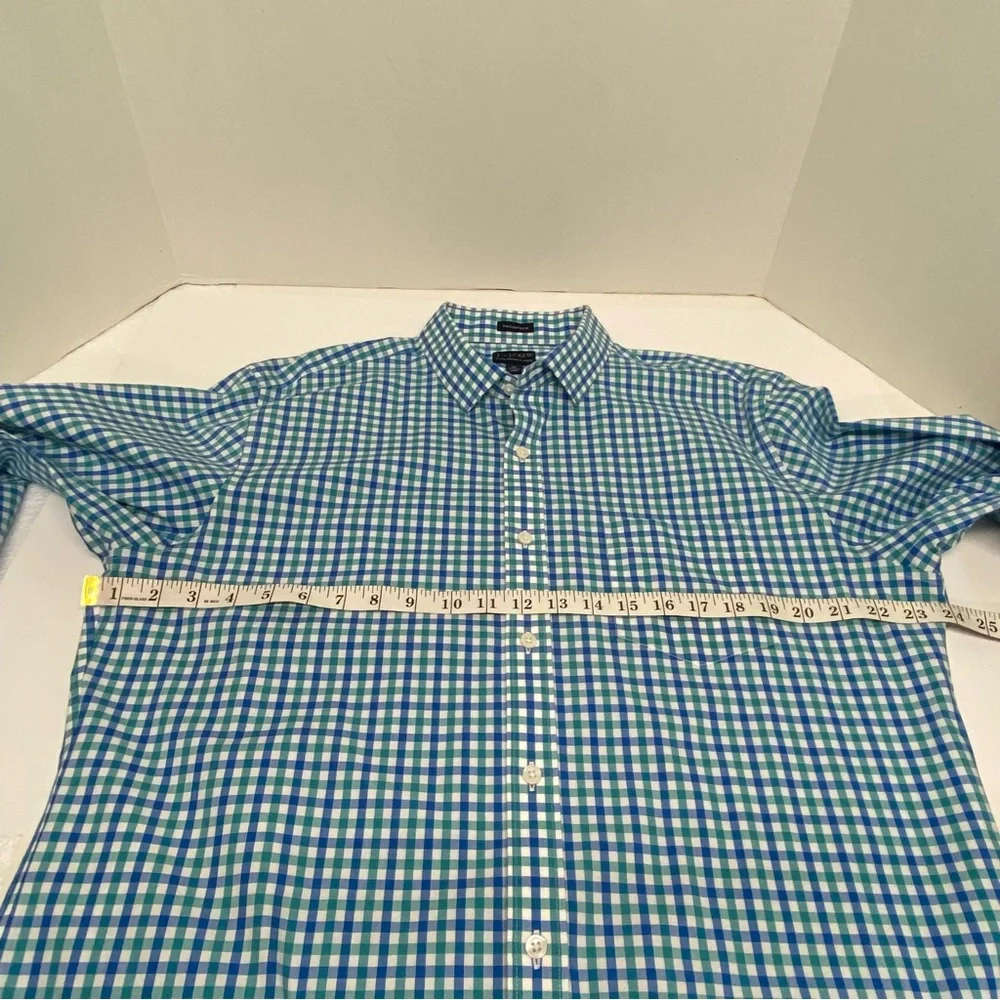 J. by J. Crew Thompson Flex Wrinkle Free Blue Teal White Check Size XL 17-17 1/2